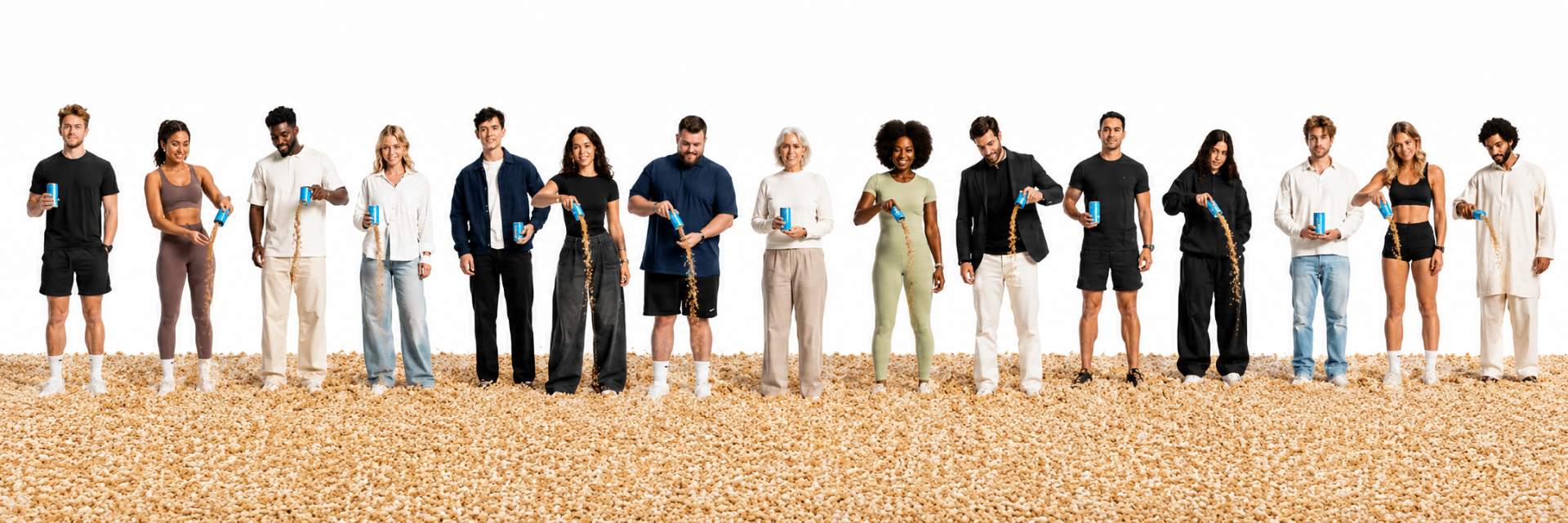 People from all walks of life pouring bioniq granules